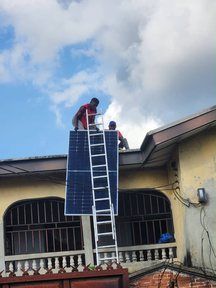 Solar installation project with panels and electrical equipment